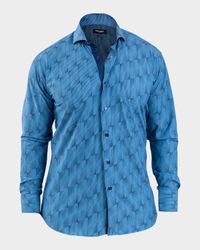 Men's Einstein Abstract Linework Stretch Sport Shirt