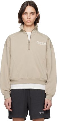 Sporty & Rich Beige NY 94 Quarter Zip Sweatshirt