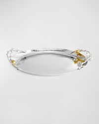Pomegranate Silver & Gold Oval Tray with 24K Goldplate