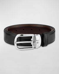 Men's Horseshoe-Buckle Reversible Leather Belt