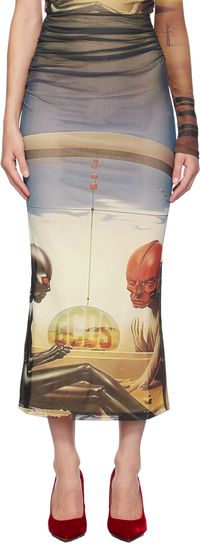 GCDS Multicolor Creatures Midi Skirt