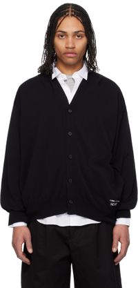 Comme des Garçons Homme Black Cotton V-Neck Cardigan