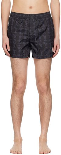 Moncler Black Printed Swim Shorts