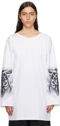We11done White Raw Edge Long Sleeve T-Shirt