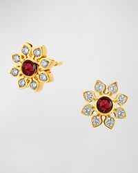 18K Mogul Flower Stud Earrings with Diamonds