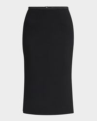 Stretch Crepe Straight Midi Skirt