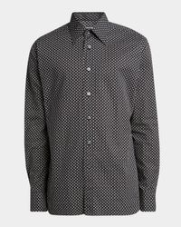 Men's Geometric Cotton Voile Sport Shirt