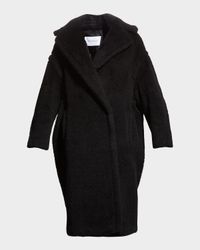 Alpaca-Silk Teddy Knit Coat, Black