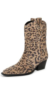 Free People Cat Nap Cowboy Boots LEOPARD SUEDE 8