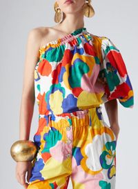 The Label Edition - Top une épaule avec encolure élastique - Taille L - Multicolore