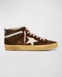 Mid Star Brogue Distressed Suede Sneakers