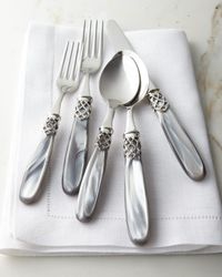 French Shine 20-Piece Flatware Service, Gray Pearl