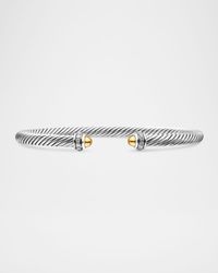 Cable Bracelet in Silver with 18K Gold and Diamond, 4mm