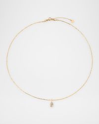 18K Lab Diamond Pear Cut Pendant Collar Necklace