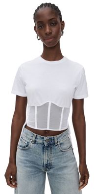 Fleur du Mal Sabrina Corset T-Shirt Ivory S