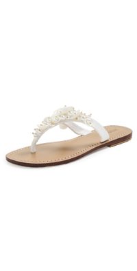 Mystique Beaded Thong Sandals White/Pearl 9