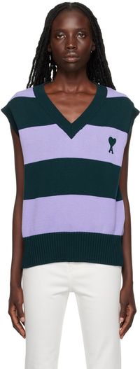 AMI Paris SSENSE Exclusive Purple & Green Ami de Cœur Vest