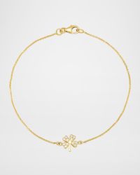 18k Yellow Gold Clover Charm Bracelet w/ Diamonds
