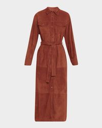 Suede Belted Midi Shirtdress