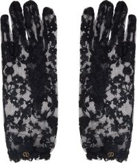 Valentino Black VLogo Signature Lace Gloves