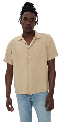 Polo Ralph Lauren Andy Slubbed Linen Camp Shirt Coastal Beige M