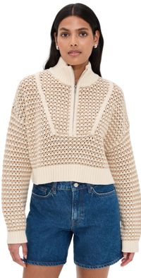 STAUD Cropped Hampton Sweater Breeze Crème XL