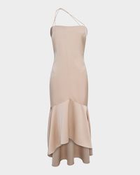 Sierra Asymmetric High-Low Satin Midi Dress