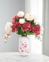 Wispy Mauve 25" Faux Floral Arrangement in Metal Vase