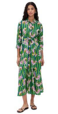 Guadalupe Design Luciana Tibet Dragon Dress Green Blue XS