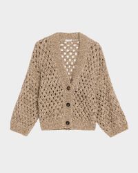 Oversized Shimmer Open Knit Cardigan