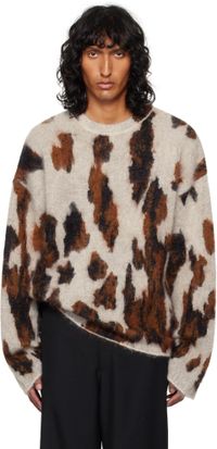 Achilles Ion Gabriel Pull Entourage blanc et brun en tricot de mohair