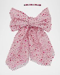 Girl's Crystalized Large Bow and Barret Set