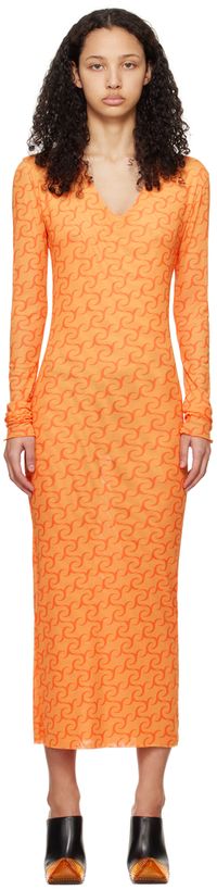 Jade Cropper Orange Printed Midi Dress