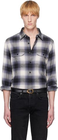 TOM FORD Black & White Fluid Grand Check Military Shirt