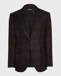 Men's Cashmere and Silk Tonal Plaid Sport Coat