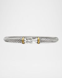 Cable Buckle Bracelet in Silver with 18K Gold, 5mm
