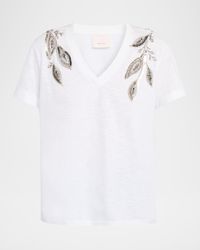 Bree V-Neck Beaded Paisley Tee