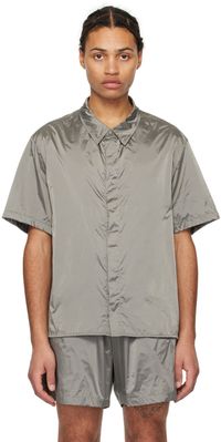 AMOMENTO Gray Spread Collar Shirt