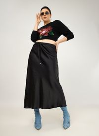 Mat Fashion - Jupe longue satinée - Taille 50 - Noir