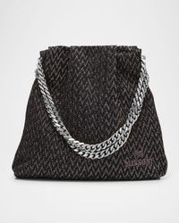 Chevron Drawstring Chain Pouch Top-Handle Bag