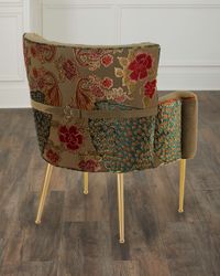 Tiffany Peacock Chair with Brass Legs