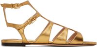 TOM FORD Gold Laminated Printed Lizard Sandals