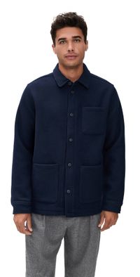 Les Deux Jason Solid Wool Overshirt Dark Navy XL