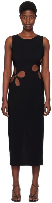 Olēnich Robe longue noire à découpes