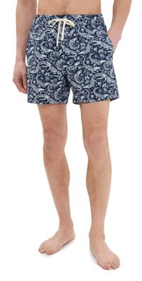 Fair Harbor x White Lotus Bungalow Swim Trunks 5 Navy Crocodile XL