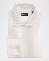 Men's Trecapi Cotton Narrow Double-Stripe Dress Shirt
