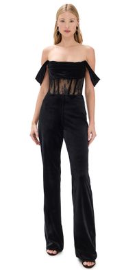 Retrofête Leni Velvet Lace Jumpsuit Black S
