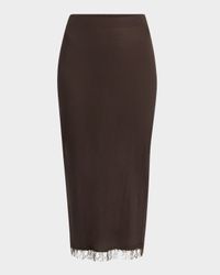 Indira Lace-Trim Rib Midi Pencil Skirt