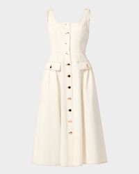 Belle Sleeveless Button-Down Cotton Midi Dress