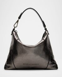 Duo Small Metallic Leather Crossbody Bag